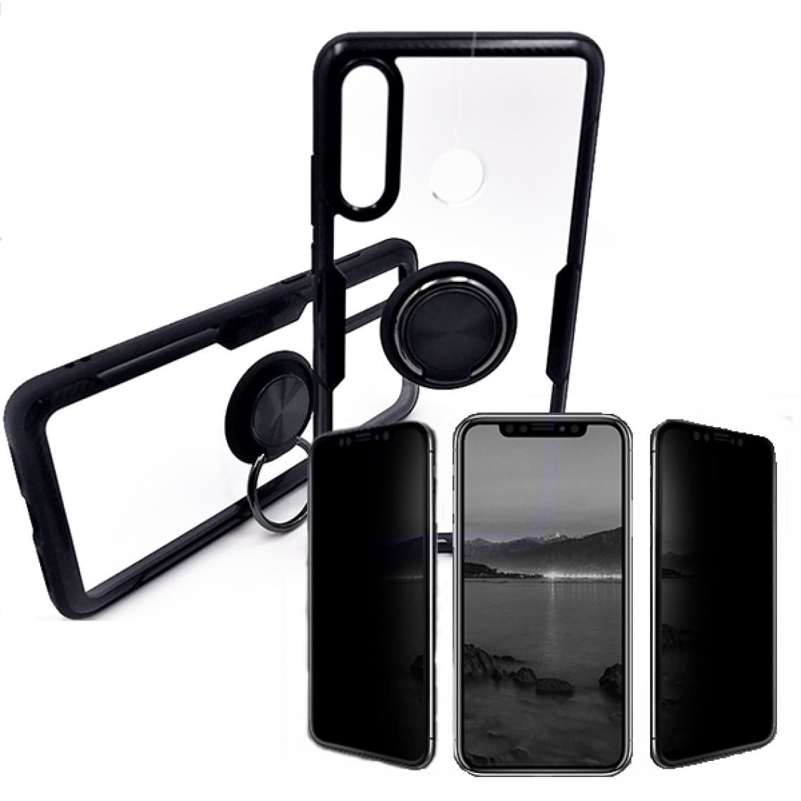Phonecare - Kit de Verre Trempé 5D Anti-Spy / Intimité + Coque 3x1 Clear Armor - Huawei P30 Lite New Edition - Coque, étui smartphone