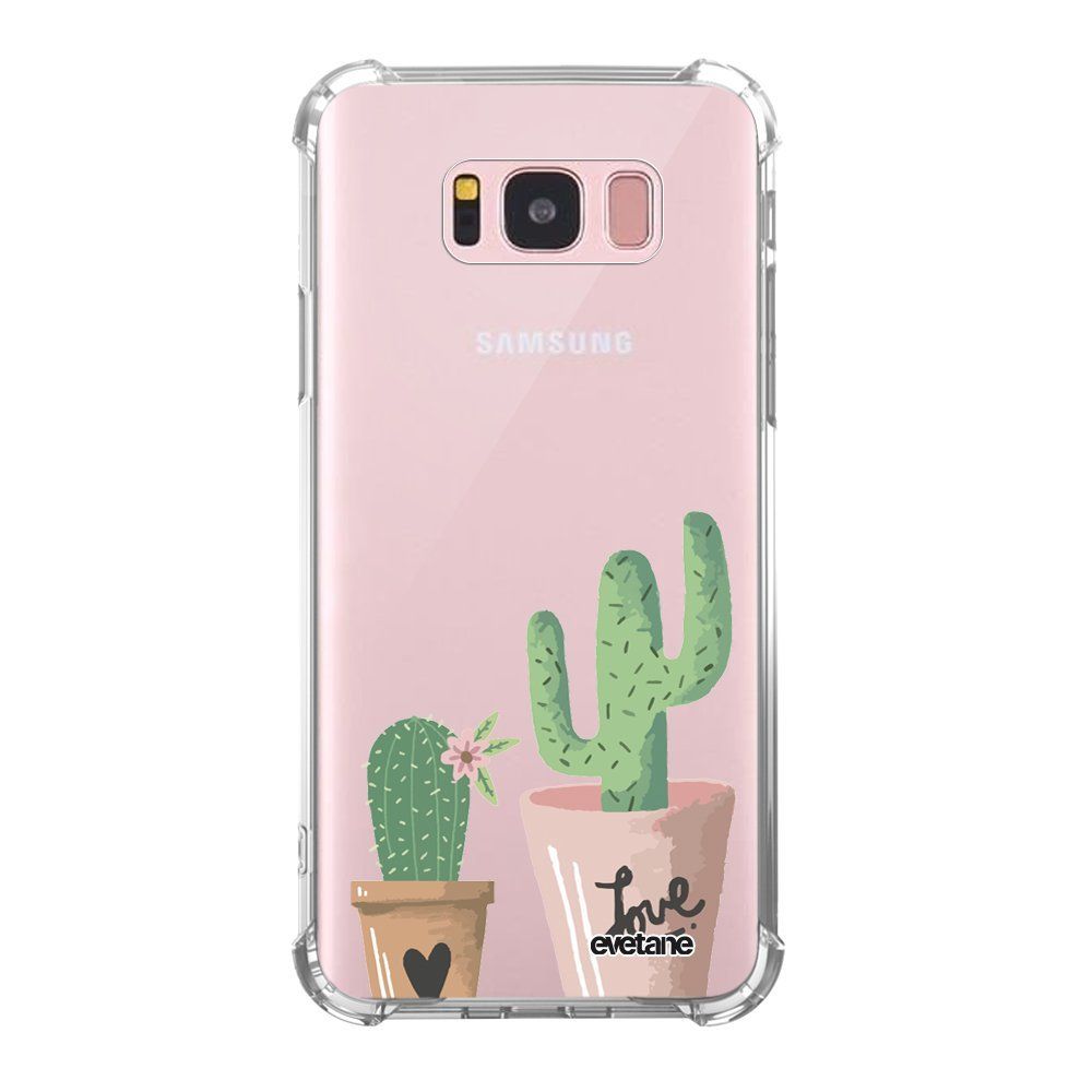 Evetane - Coque Samsung Galaxy S8 anti-choc souple avec angles renforcés transparente Cactus Love Evetane - Coque, étui smartphone