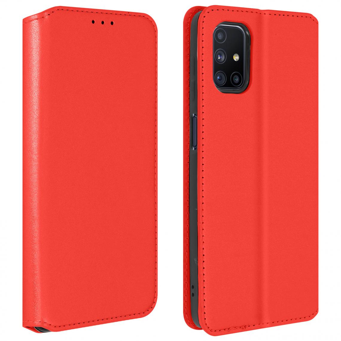 Avizar - Housse Samsung Galaxy M51 Étui Folio Portefeuille Fonction Support Rouge - Coque, étui smartphone