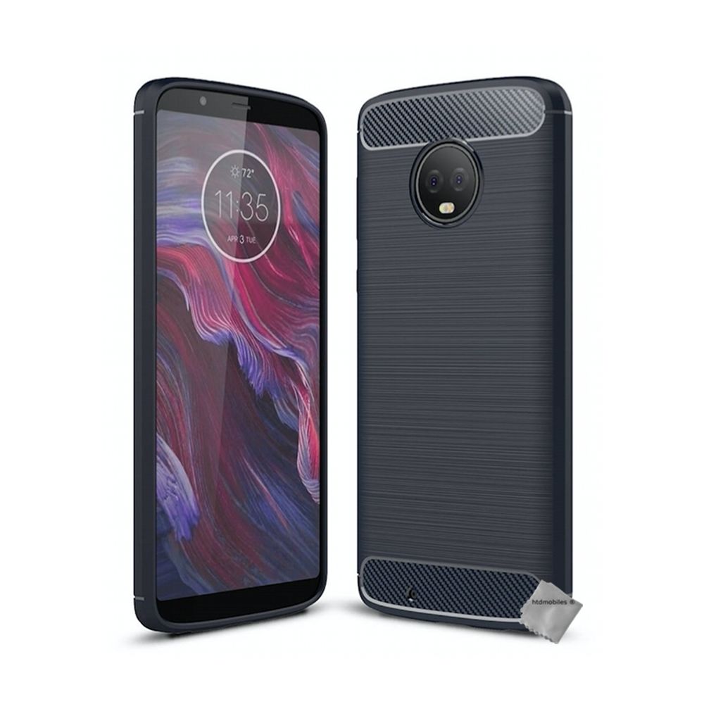 Htdmobiles - Housse etui coque silicone gel carbone pour Motorola Moto G6 + film ecran - BLEU FONCE - Autres accessoires smartphone