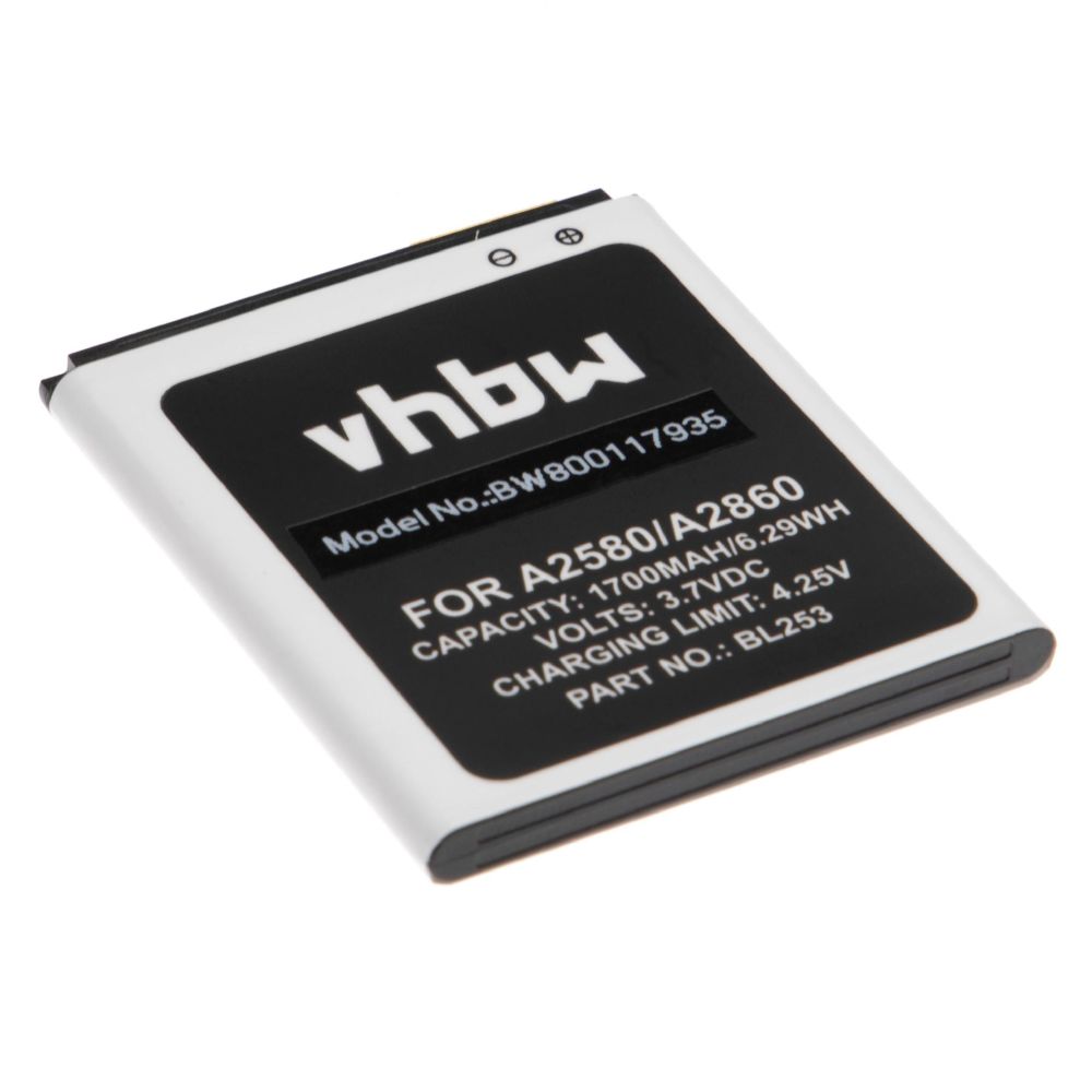 Vhbw - vhbw Li-Ion batterie 1700mAh (3.7V) pour téléphone portable mobil smartphone comme Lenovo BL253 - Batterie téléphone