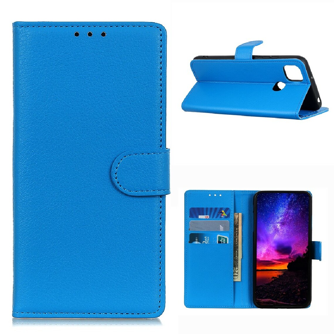 Other - Etui en PU texture de litchi classique bleu pour votre Motorola Moto G 5G - Coque, étui smartphone