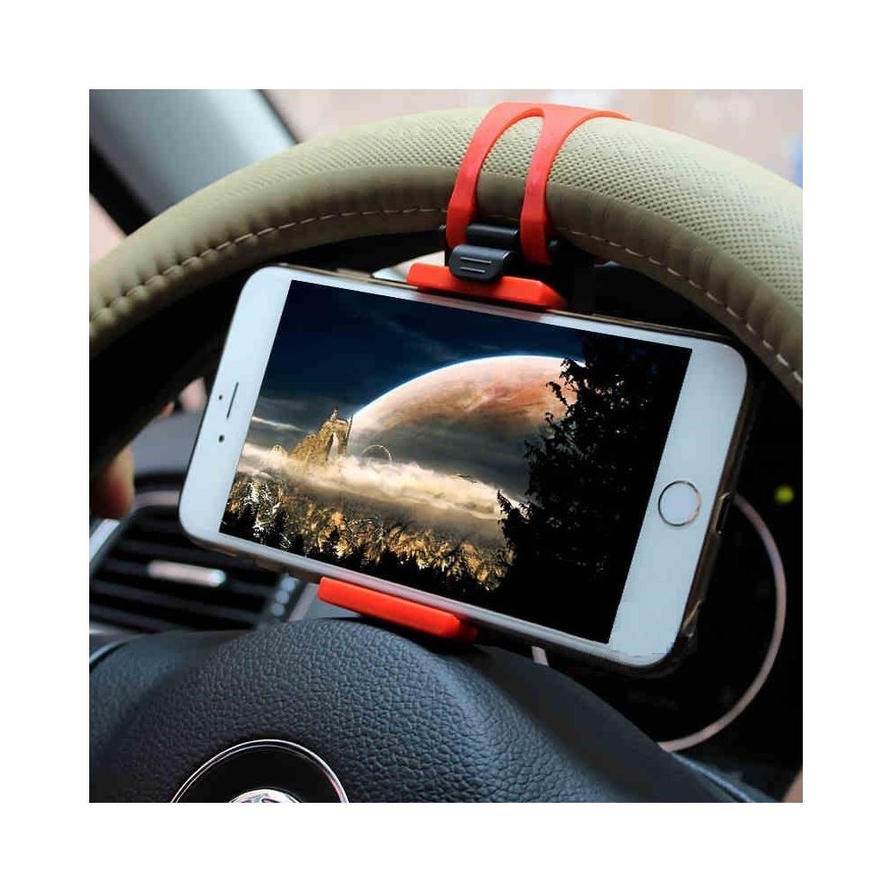 Shot - Support Voiture Volant pour WIKO Highway Pure Smartphone Reglable Universel 360 Rotatif Noir/Rouge - Support téléphone pour voiture