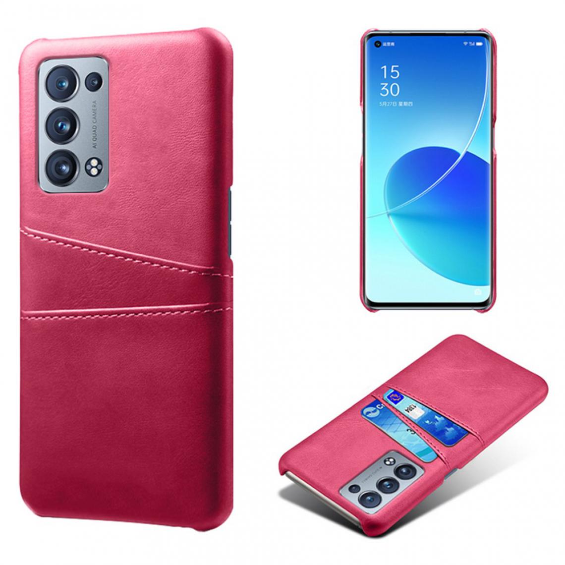 Other - Coque en TPU + PU Recouvert rigide avec porte-carte rose pour Oppo Reno 6 Pro+ - Coque, étui smartphone