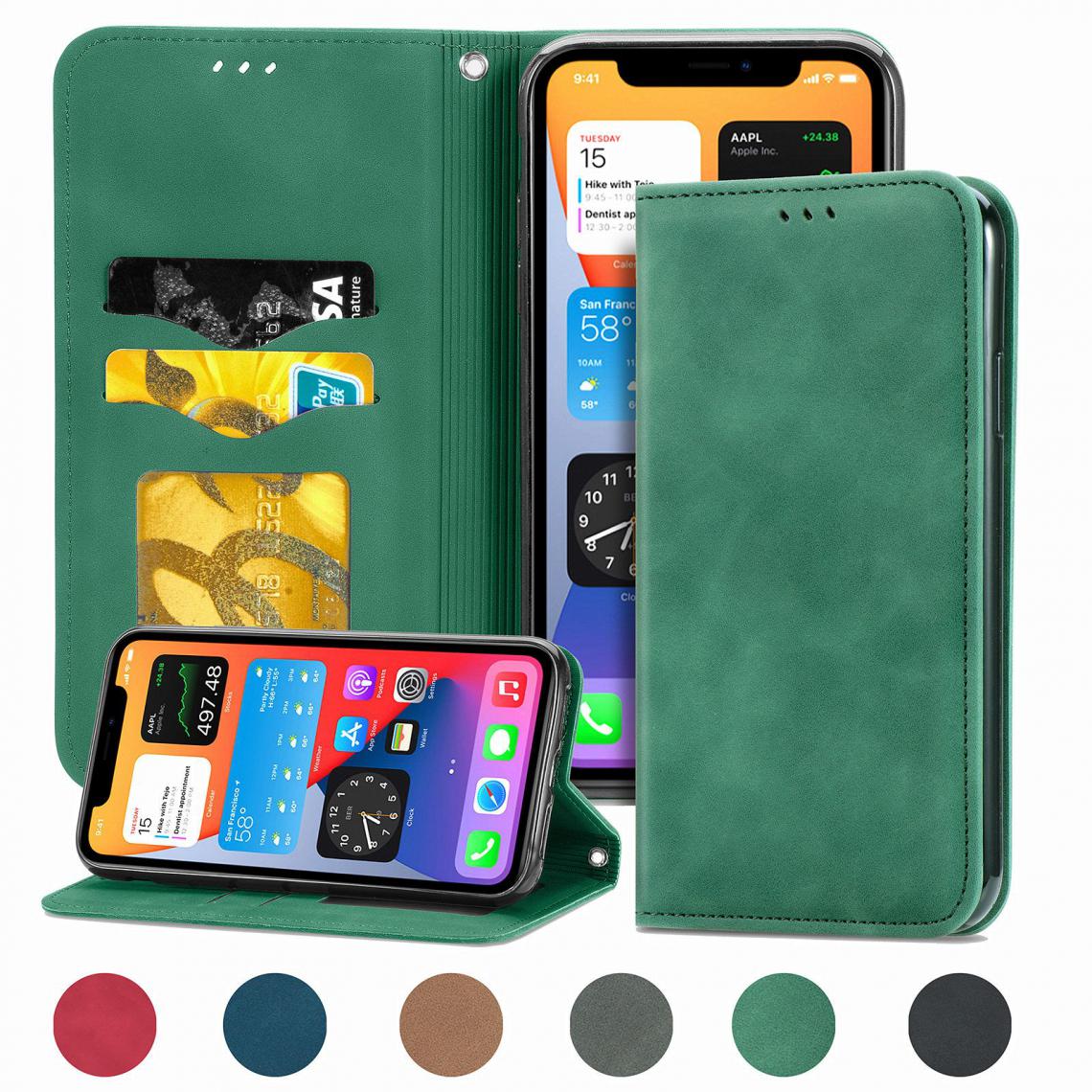 OtterBox - iPhone XS Max Housse Etui Coque de protection type portefeuille (support carte de credit) [Vert] - Coque, étui smartphone
