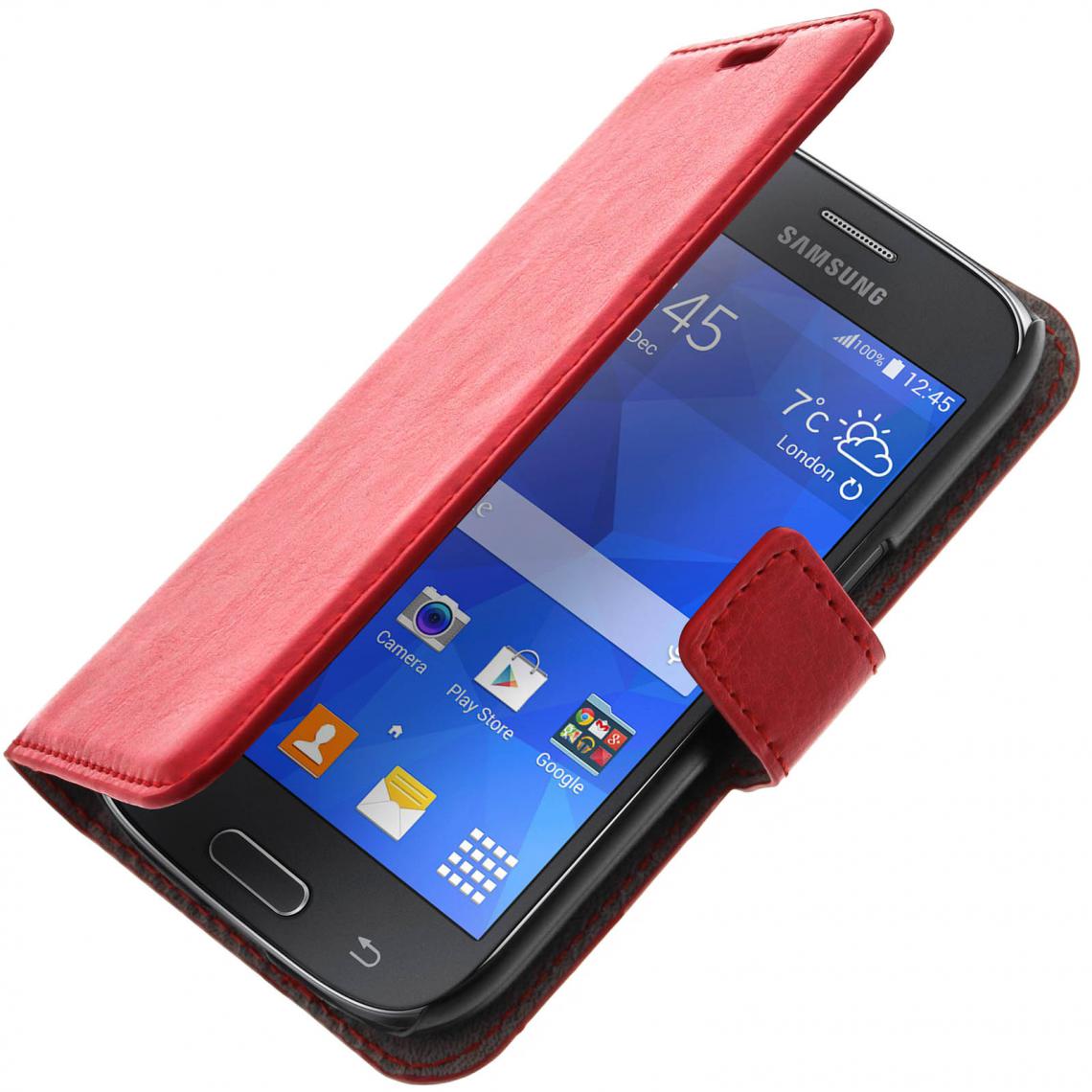 Avizar - Housse Etui Folio Portefeuille pour Samsung Galaxy Ace 4 - Rouge - Coque, étui smartphone