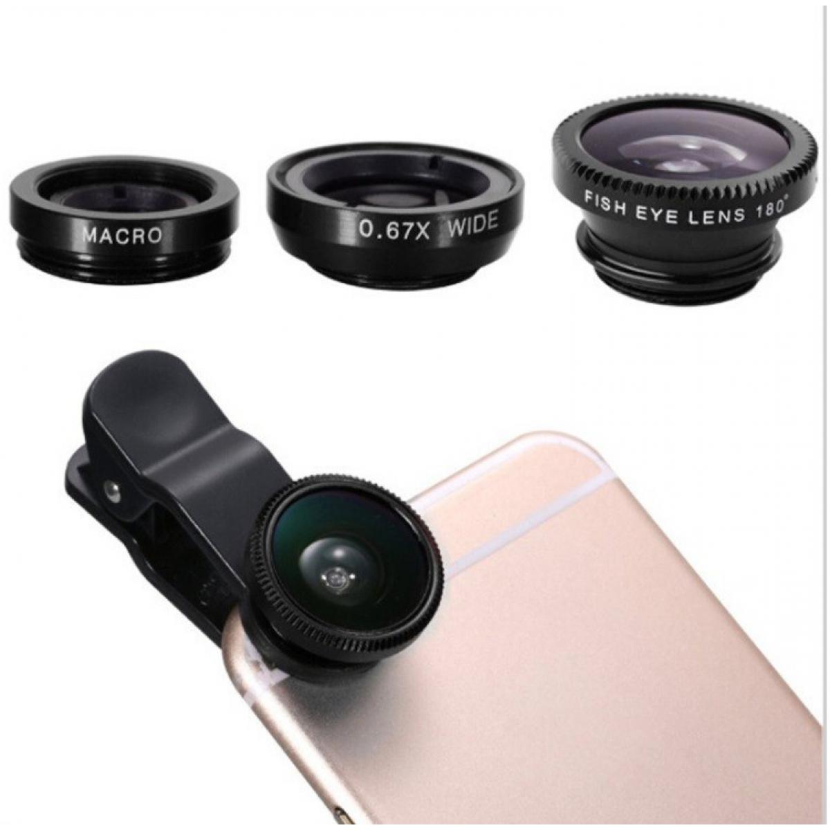 Shot - Objectif Pince 3 en 1 pour WIKO Y60 Smartphone Macro Fisheye Grand Angle Metal Pochette Demontable - Autres accessoires smartphone