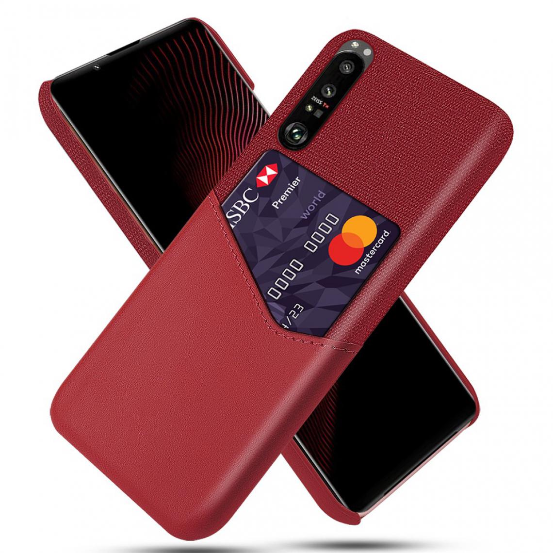 Other - Coque en TPU + PU Conception bien protégée avec porte-carte rouge pour votre Sony Xperia 1 III - Coque, étui smartphone