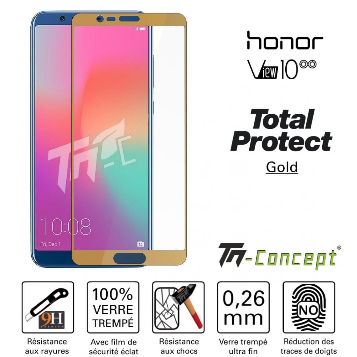Tm Concept - Verre trempé intégral - Huawei Honor View 10 - Gold - TM Concept® - Protection écran smartphone