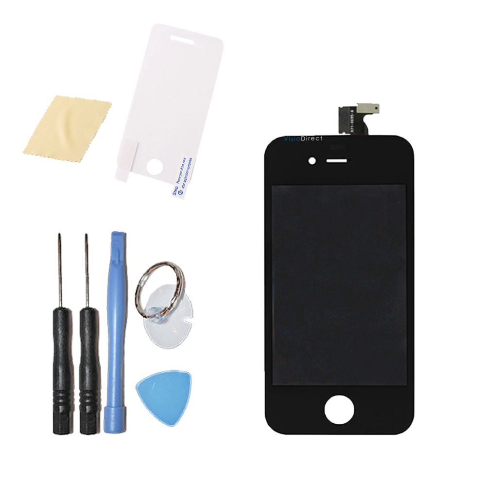 Visiodirect - Vitre tactile ecran LCD sur chassis pour iPhone 4S noir +film protecteur pour 2 faces - Protection écran smartphone