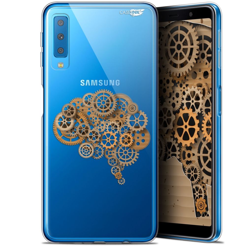 Caseink - Coque arrière Samsung Galaxy A7 2018 (A750) (6 ) Gel HD [ Nouvelle Collection - Souple - Antichoc - Imprimé en France] Mécanismes du Cerveau - Coque, étui smartphone