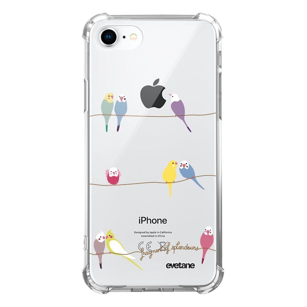 Evetane - Coque iPhone 7/8/ iPhone SE 2020 anti-choc souple avec angles renforcés transparente Perruches Evetane - Coque, étui smartphone