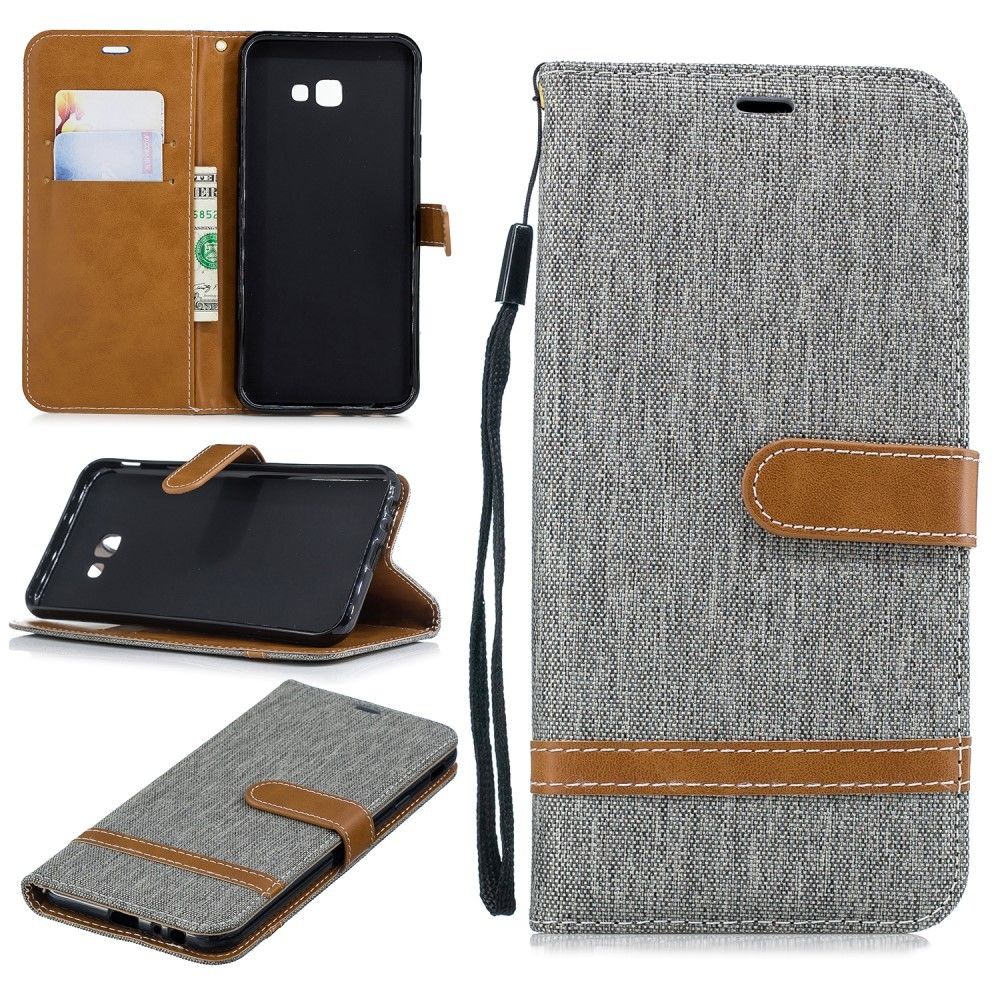 marque generique - Etui en PU tissu jean bicolore gris pour votre Samsung Galaxy J4 Plus/J4 Prime - Autres accessoires smartphone