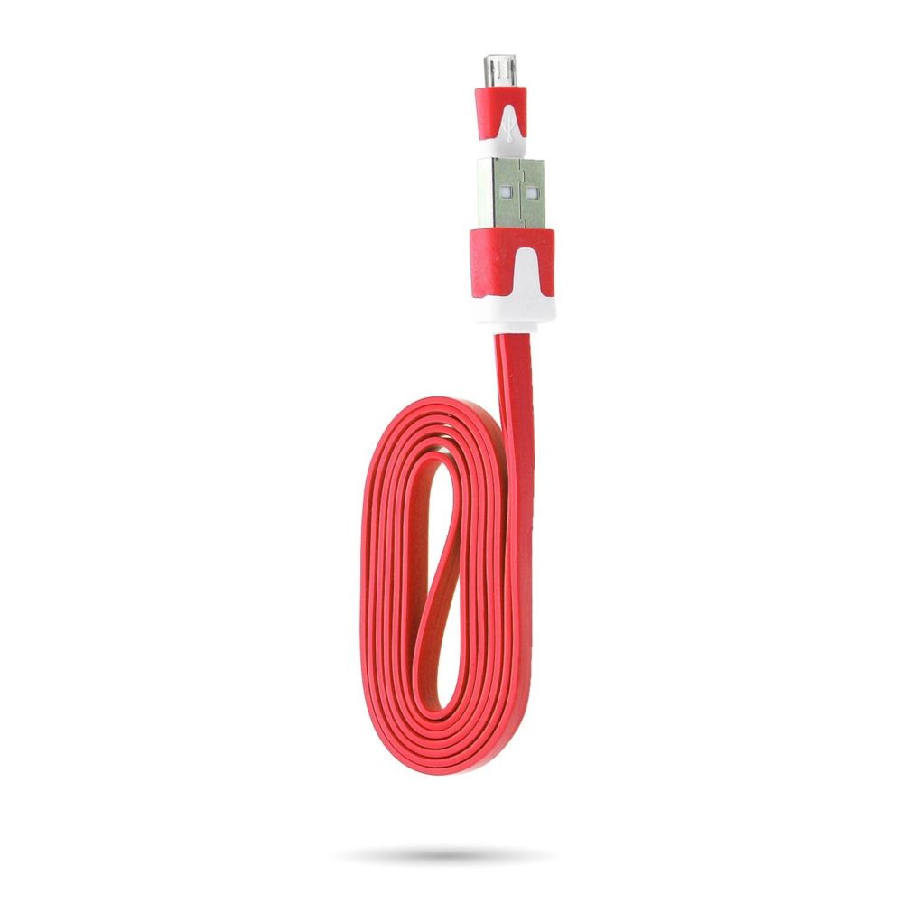 Shot - Cable Chargeur pour ALCATEL 1C USB / Micro USB 1m Noodle Universel Connecteur Syncronisation (ROUGE) - Chargeur secteur téléphone