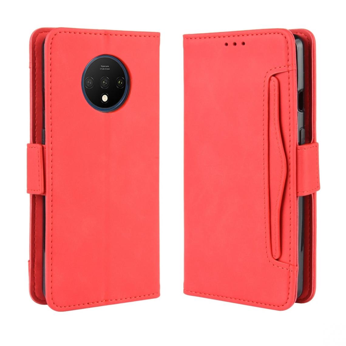 Wewoo - Housse Coque Pour OnePlus 7T Etui en cuir avec Motif mollet style skin fente carte séparée Rouge - Coque, étui smartphone