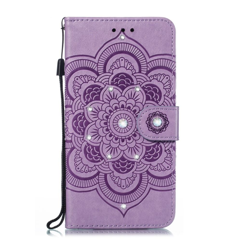 marque generique - Etui en PU fleur de mandala diamant scintillant violet pour votre Samsung Galaxy A10 - Coque, étui smartphone