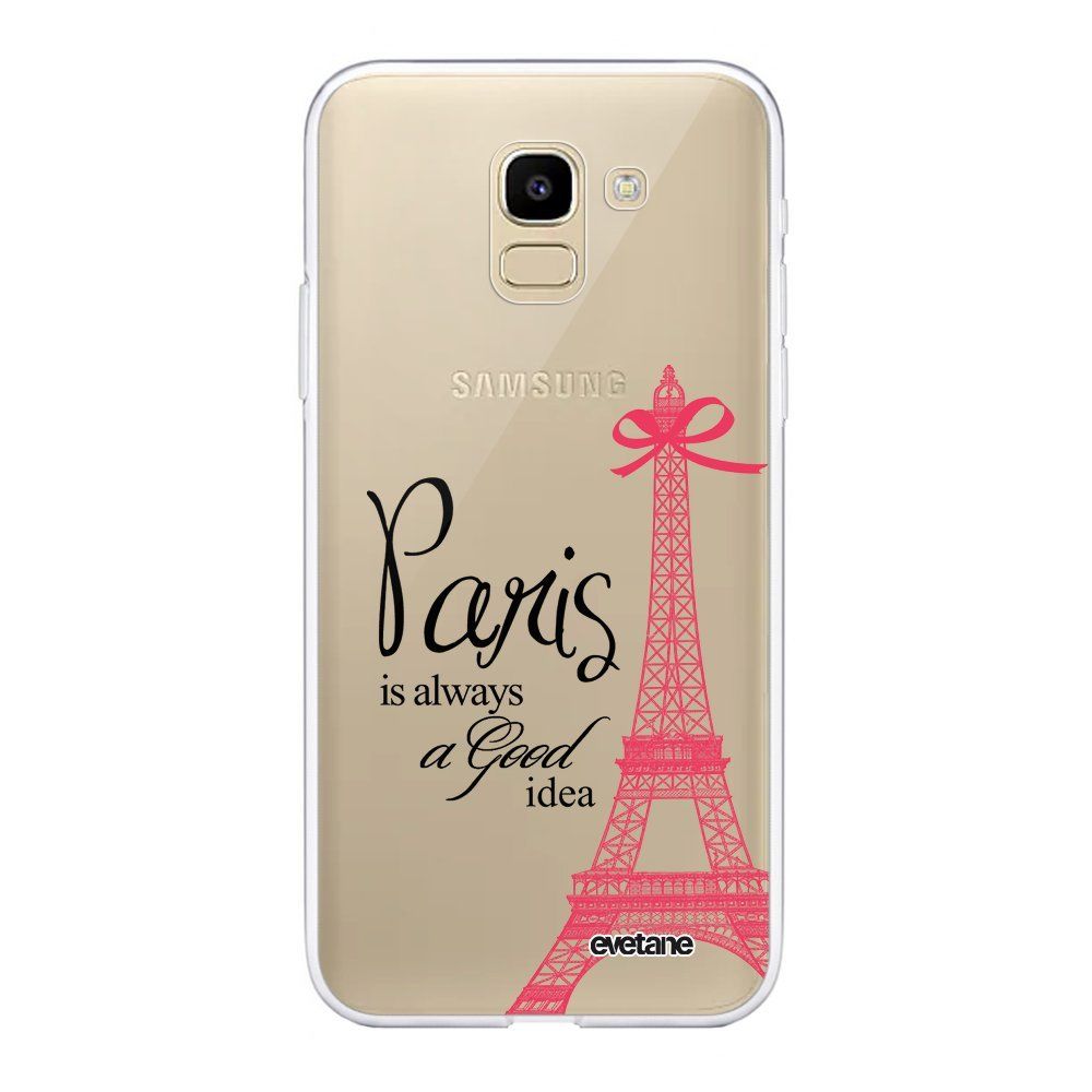 Evetane - Coque Samsung Galaxy J6 2018 360 intégrale transparente Paris is always a good idea Ecriture Tendance Design Evetane. - Coque, étui smartphone