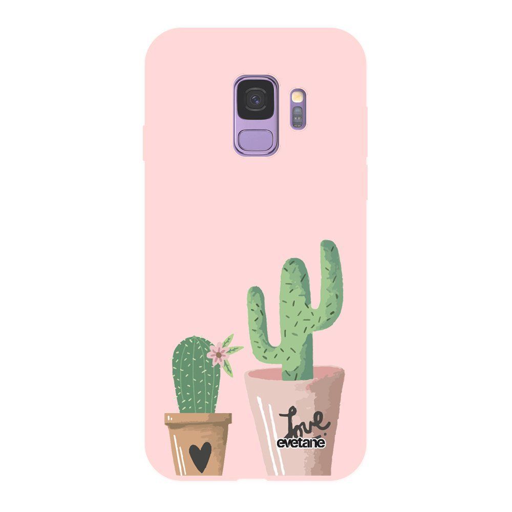 Evetane - Coque Samsung Galaxy S9 Silicone Liquide Douce rose Cactus Love Ecriture Tendance et Design Evetane - Coque, étui smartphone