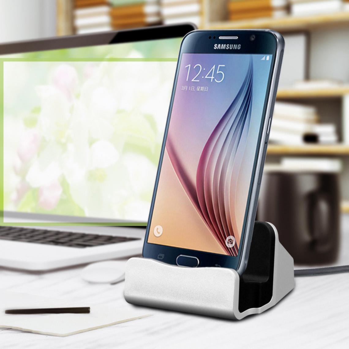 Shot - Station d'Accueil de Chargement pour SAMSUNG Galaxy S7 Smartphone Micro USB Support Chargeur Bureau (ARGENT) - Station d'accueil smartphone