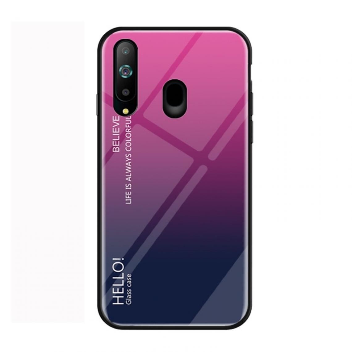 Wewoo - Coque Etui de protection en verre couleur dégradée pour Galaxy A8s (Magenta) - Coque, étui smartphone