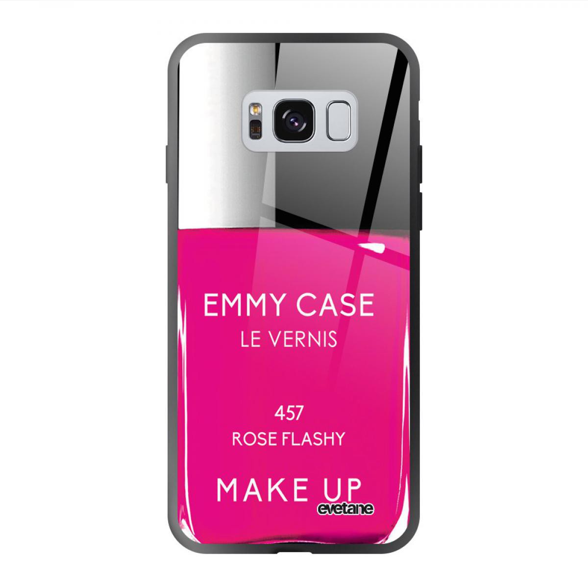 Evetane - Coque Galaxy S8 soft touch noir effet glossy Vernis Rose Design Evetane - Coque, étui smartphone