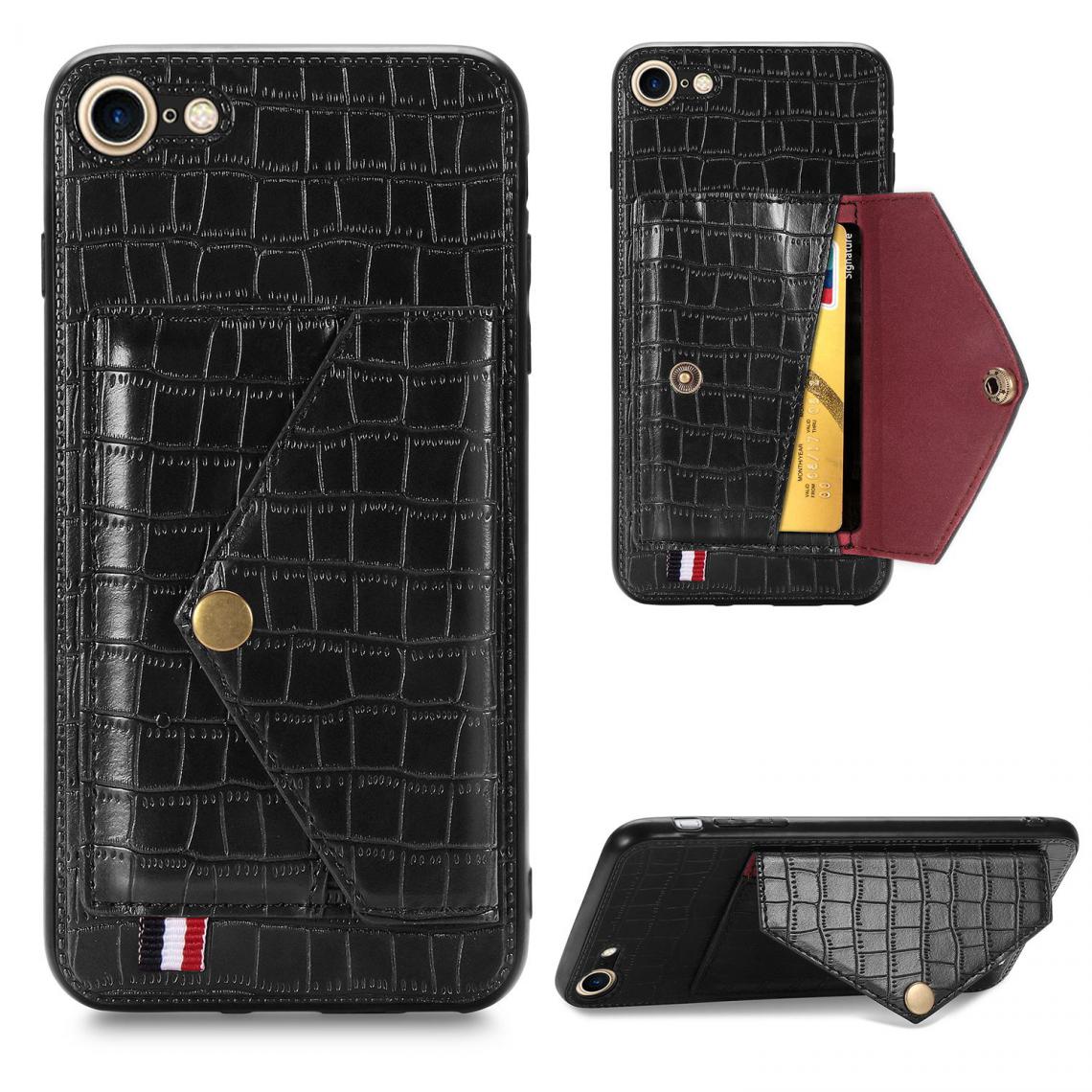 OtterBox - Housse Etui Coque de protection pour iPhone SE 2020 Noir avec Porte Carte (imit Croco) [Noir] - Coque, étui smartphone