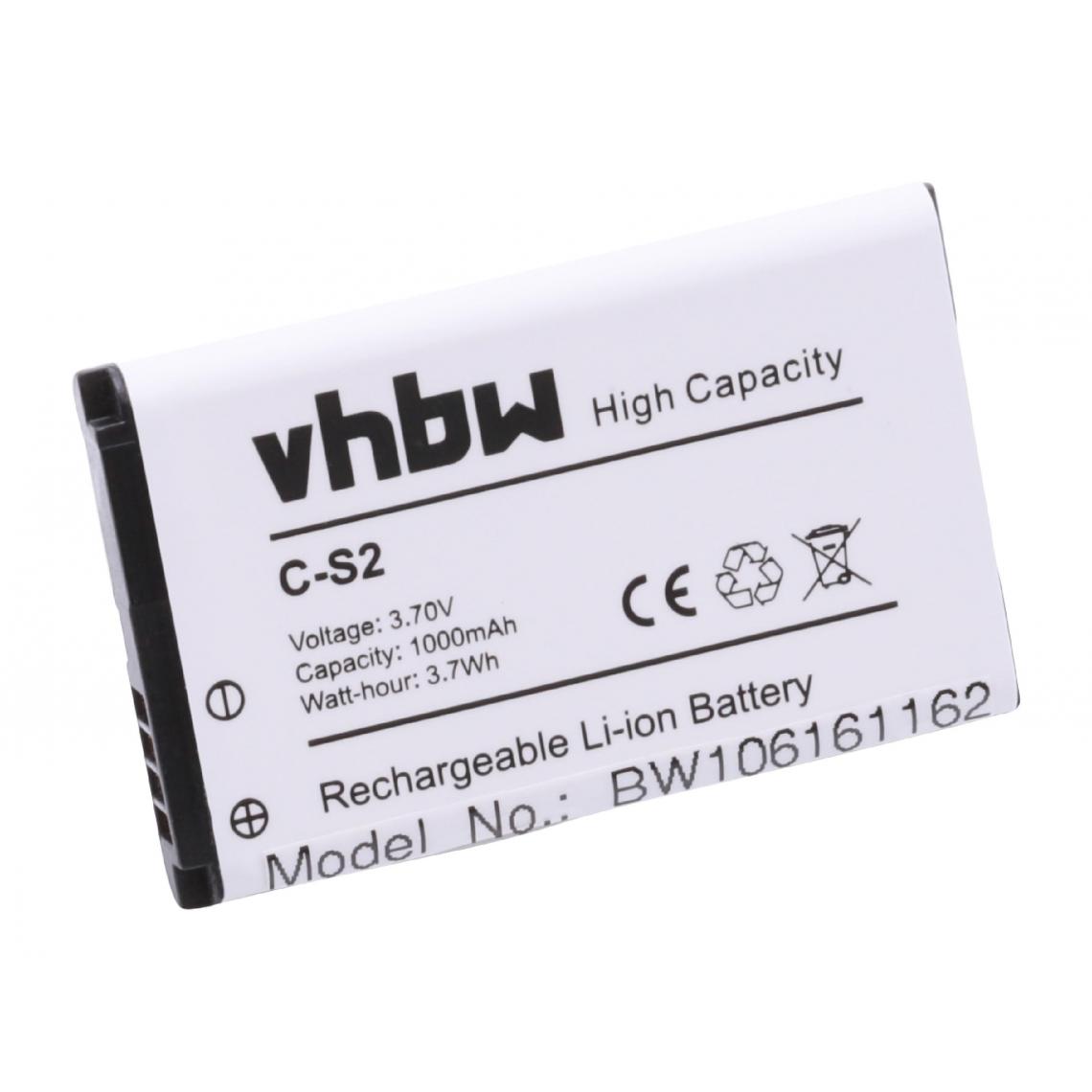 Vhbw - vhbw Batterie remplacement pour Blackberry ACC-06860-304, BAT-06860-003, BAT-06860-009, CS2, C-S2 pour smartphone (1000mAh, 3,7V, Li-ion) - Batterie téléphone