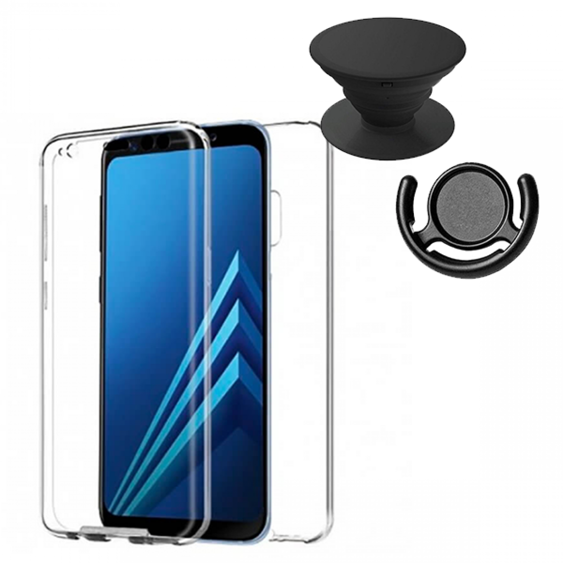 Phonecare - Kit Coque 3x1 360° Impact Protection + 1 PopSocket + 1 Support PopSocket Noir - Impact Protection - Samsung A5/A8 2018 - Coque, étui smartphone