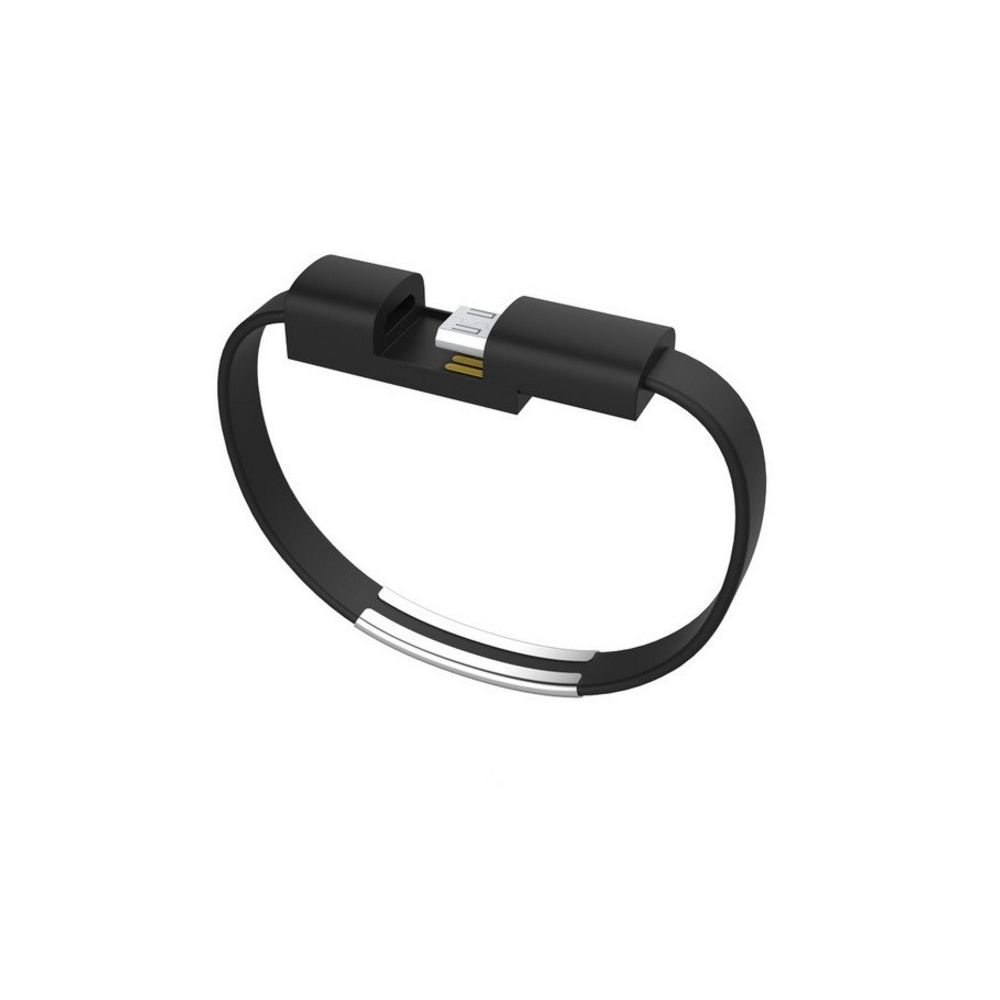 Shot - Cable Bracelet Micro USB pour SAMSUNG Galaxy J6 Android Chrome Chargeur USB 25cm Connecteur (NOIR) - Chargeur secteur téléphone