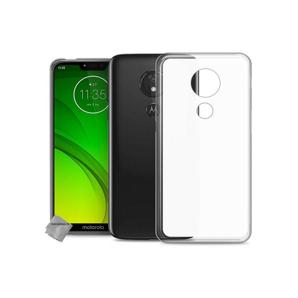 Htdmobiles - Housse etui coque pochette silicone gel fine pour Motorola Moto G7 Power + film ecran - BLANC TRANSPARENT - Autres accessoires smartphone