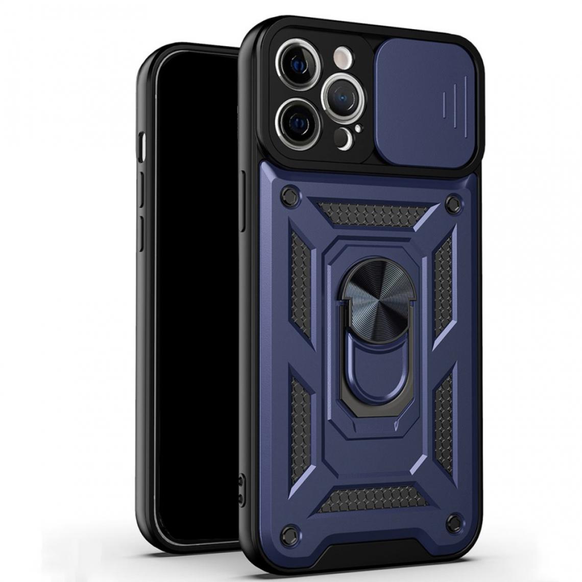 Other - Coque en TPU Glissière de caméra antichoc avec support de bague bleu pour votre Apple iPhone 12 Pro - Coque, étui smartphone