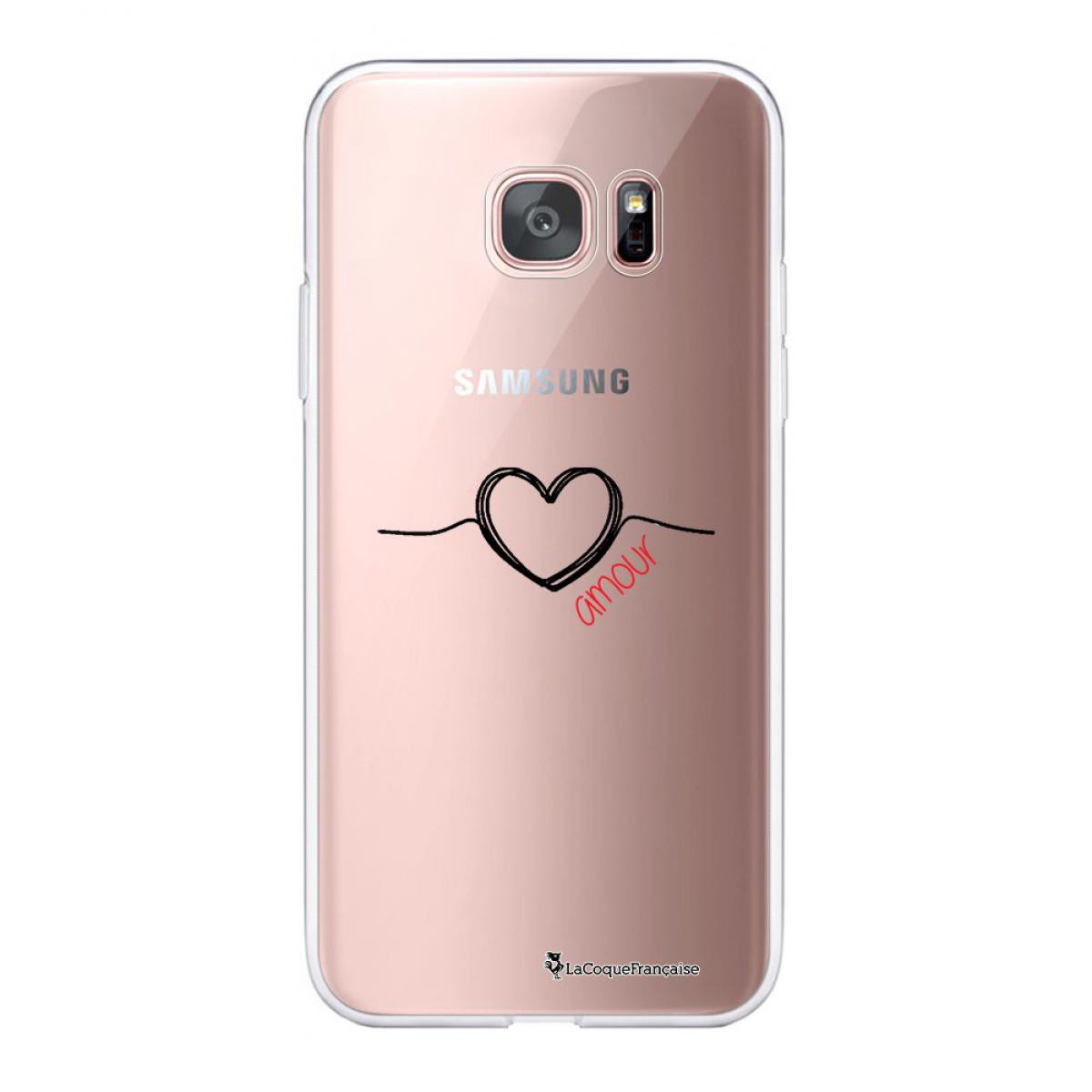 La Coque Francaise - Coque Samsung Galaxy S7 Edge 360 intégrale transparente Coeur Noir Amour Tendance La Coque Francaise. - Coque, étui smartphone