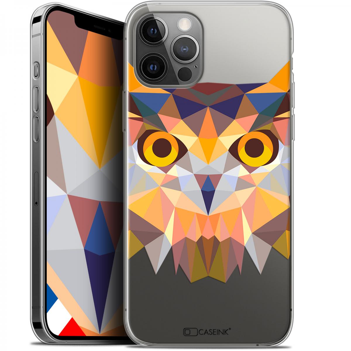 Caseink - Coque Pour Apple iPhone 12 / 12 Pro (6.1 ) [Gel HD Polygon Series Animal - Souple - Ultra Fin - Imprimé en France] Hibou - Coque, étui smartphone