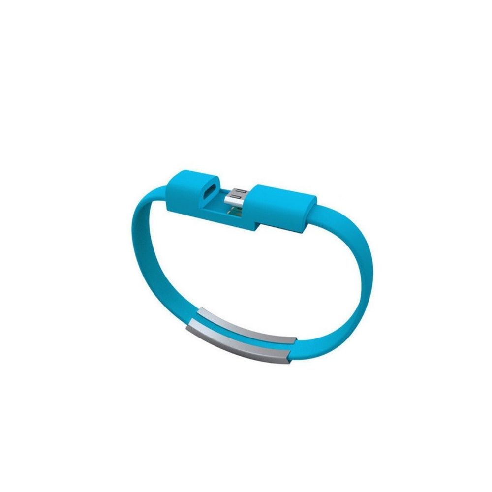 Shot - Cable Bracelet Lightning pour IPHONE X Chrome Chargeur APPLE USB 25cm Connecteur (BLEU) - Chargeur secteur téléphone