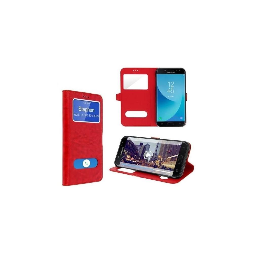 marque generique - Coque Samsung Galaxy A50 Rouge, Etui Flip Cover Housse Double Fenetre - Coque, étui smartphone