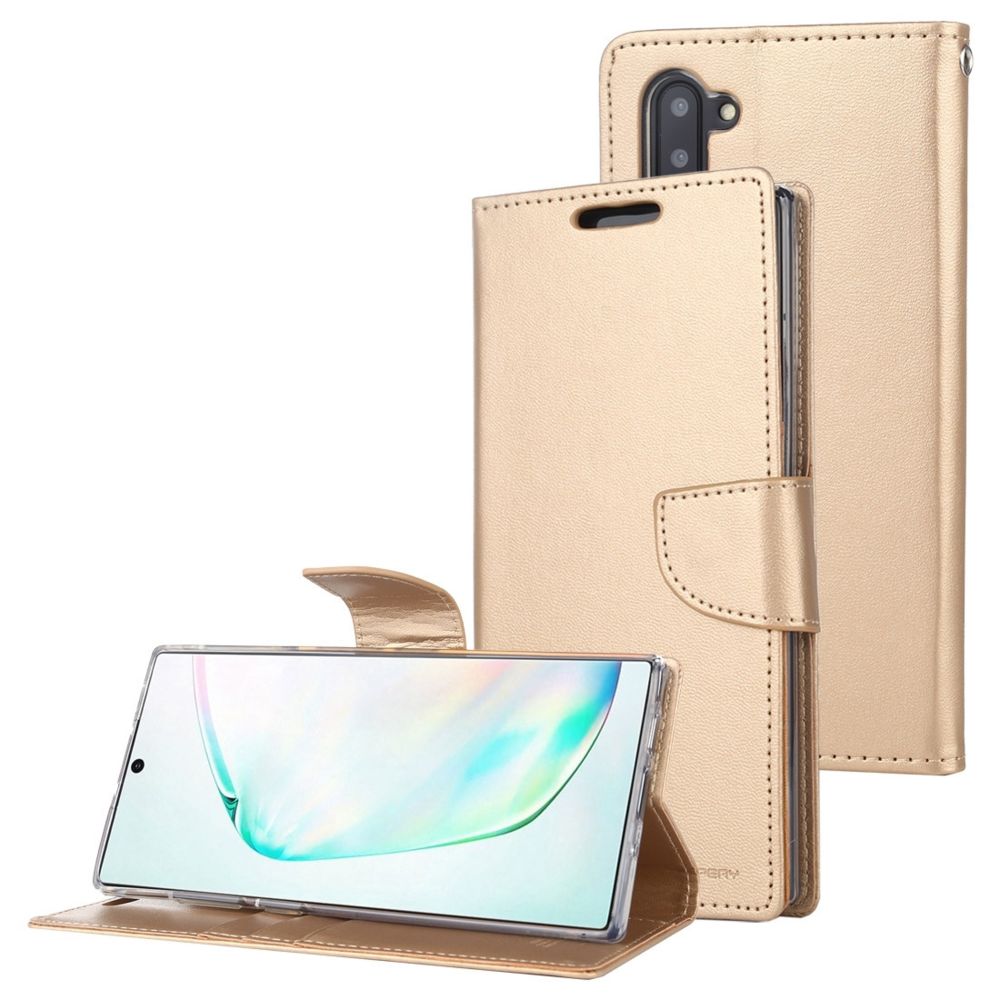 Wewoo - Housse Étui Coque Pour Galaxy Note 10 série BRAVO en cuir à rabat horizontal avec texture Crazy Horse porte-cartes et Portefeuille Or - Coque, étui smartphone