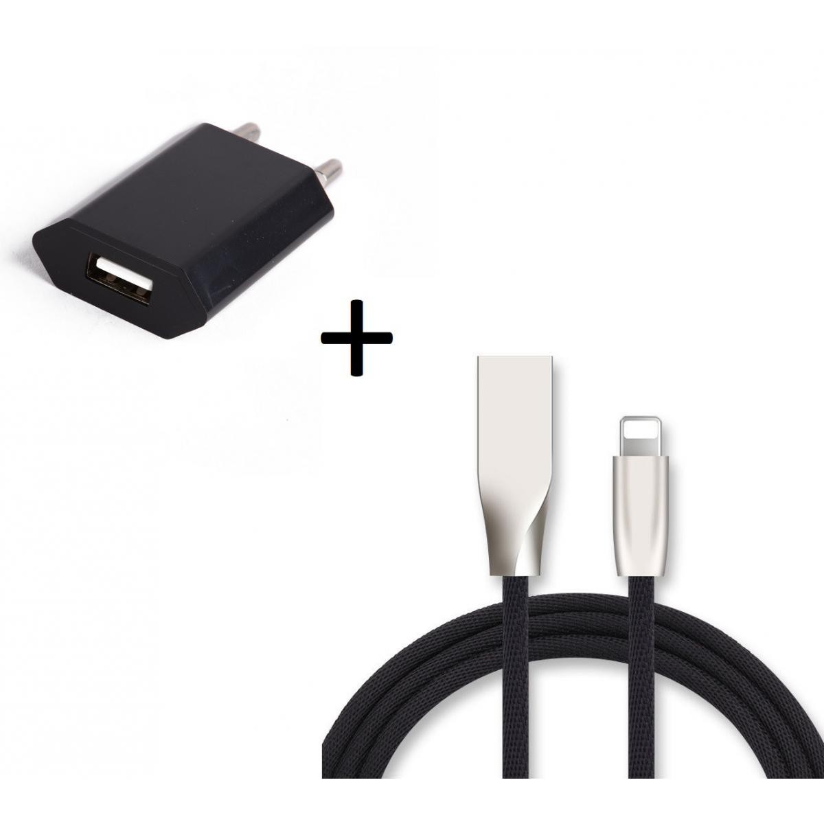 Shot - Pack Chargeur Lightning pour IPHONE 11 (Cable Fast Charge + Prise Secteur Couleur USB) APPLE IOS (NOIR) - Chargeur secteur téléphone