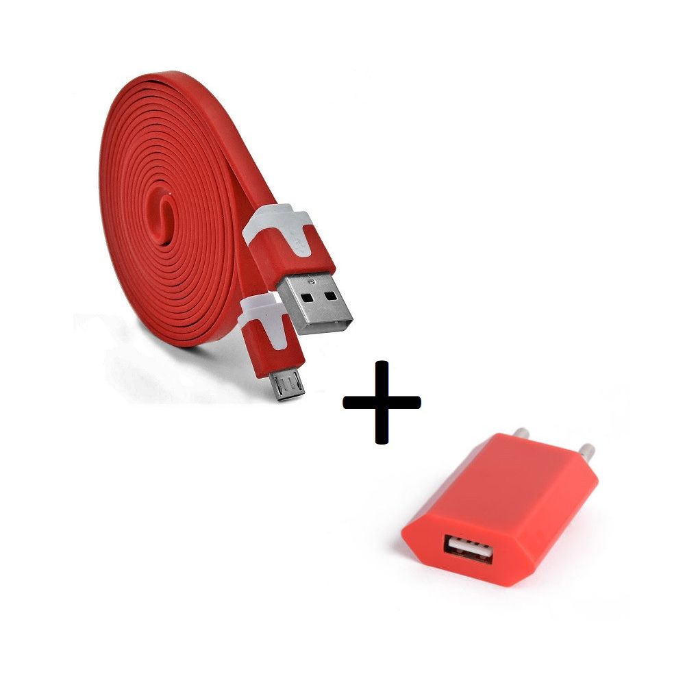 Shot - Pack Chargeur pour ALCATEL 1 Micro USB (Cable Noodle 3m + Prise Secteur Couleur USB) Android - Chargeur secteur téléphone