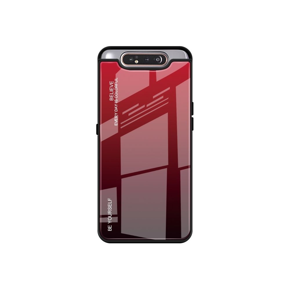 Wewoo - Coque Pour Galaxy A80 Gradient Color Glass Case Rouge - Coque, étui smartphone