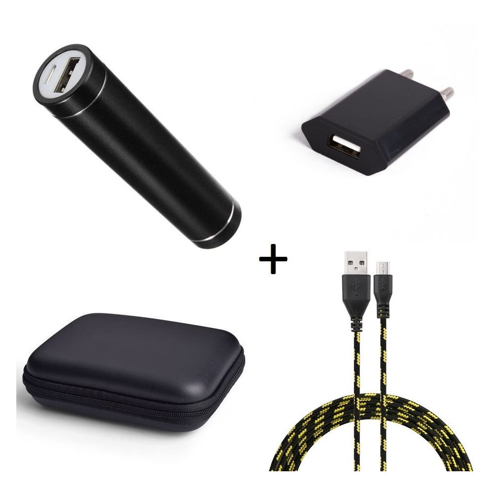 Shot - Pack pour ALCATEL 1 (Cable Chargeur Micro USB Tresse 3m + Pochette + Batterie + Prise Secteur) Android - Chargeur secteur téléphone