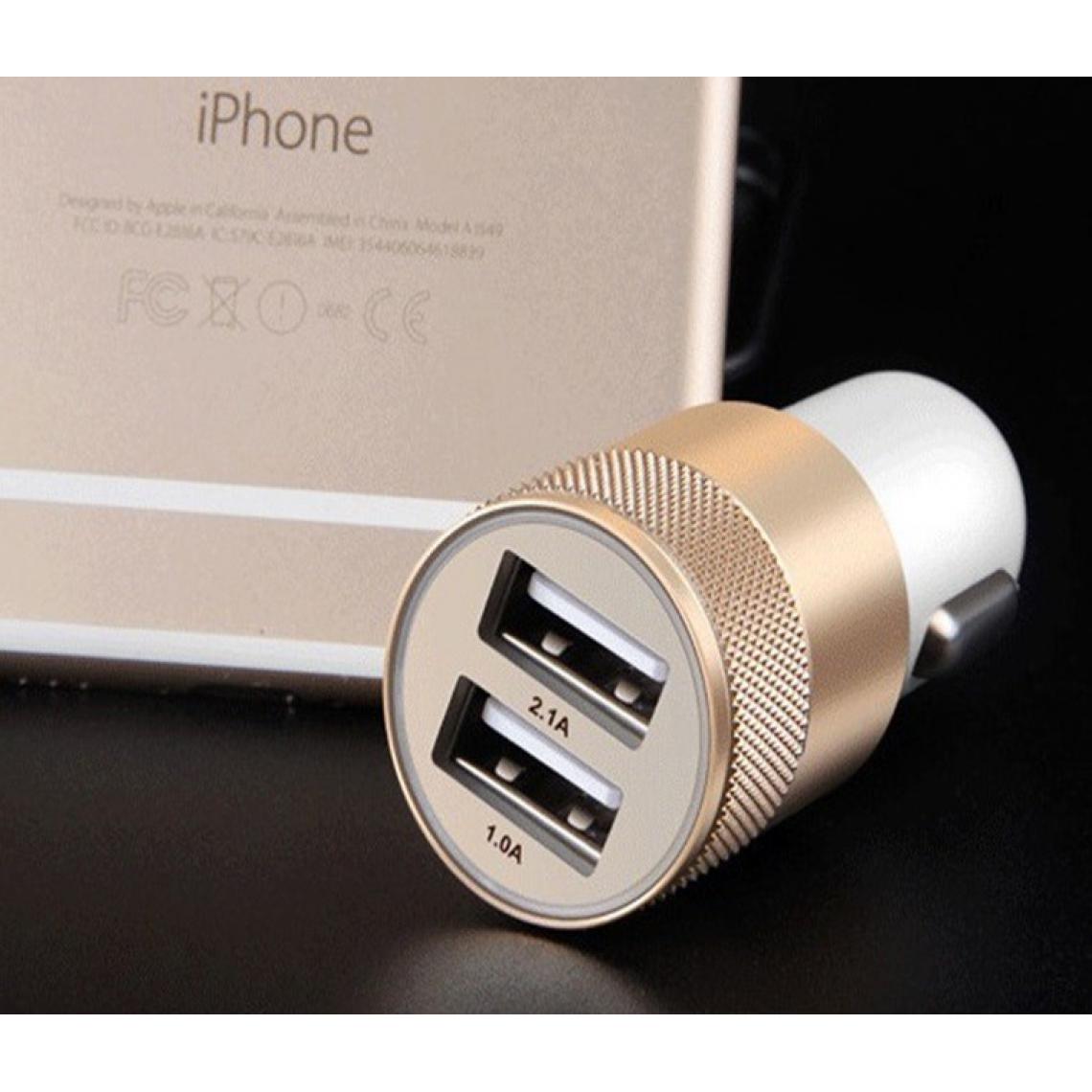 Shot - Double Adaptateur Prise Allume Cigare USB pour "IPHONE 12 Pro Max" 2 Ports Voiture Chargeur Couleurs (OR) - Chargeur Voiture 12V