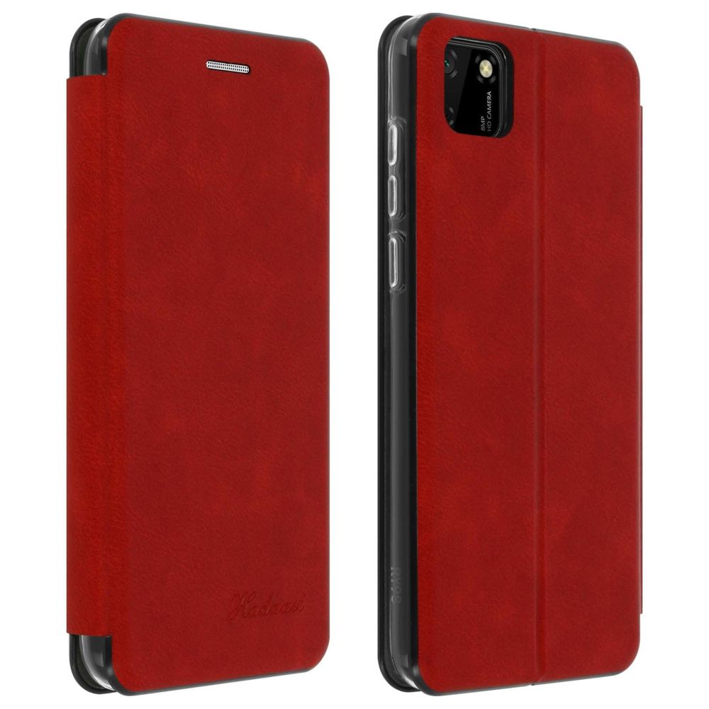Avizar - Étui Huawei Y5p Housse Cuir Texturé Clapet Porte-carte Support Vidéo rouge - Coque, étui smartphone