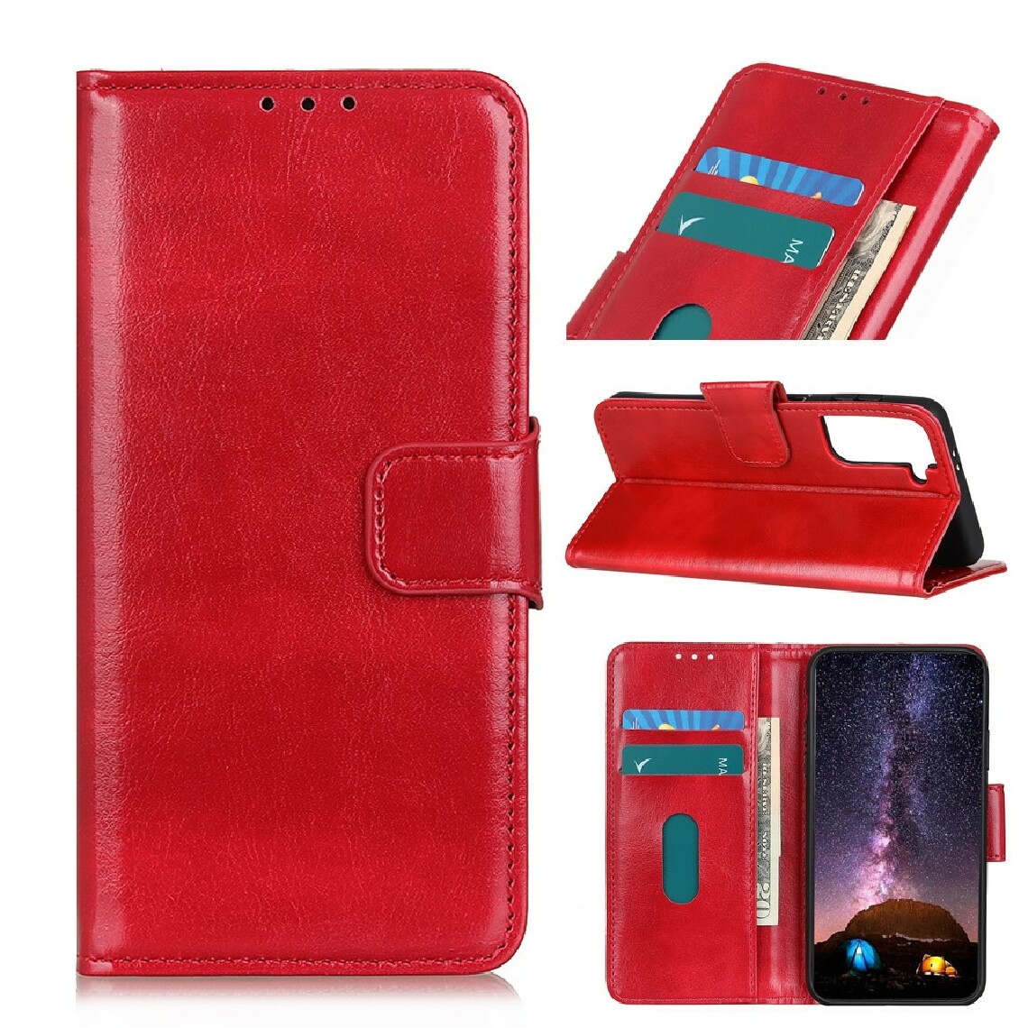 Other - Etui en PU Cheval fou avec support rouge pour Samsung Galaxy S30 - Coque, étui smartphone