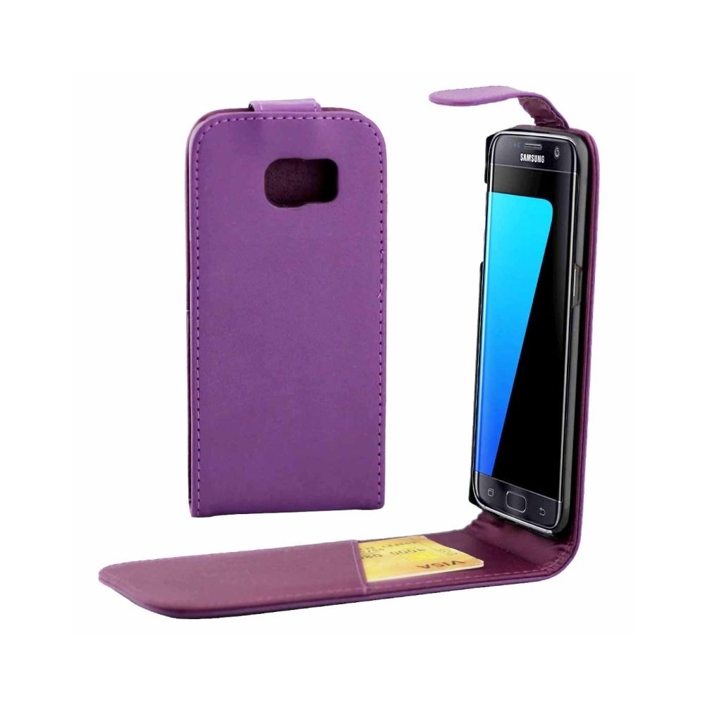 Wewoo - Housse Étui Violet pour Samsung Galaxy S7 Edge / G935 plaine texture verticale sac à bandoulière en cuir de taille avec boucle magnétique et Emplacement carte - Coque, étui smartphone