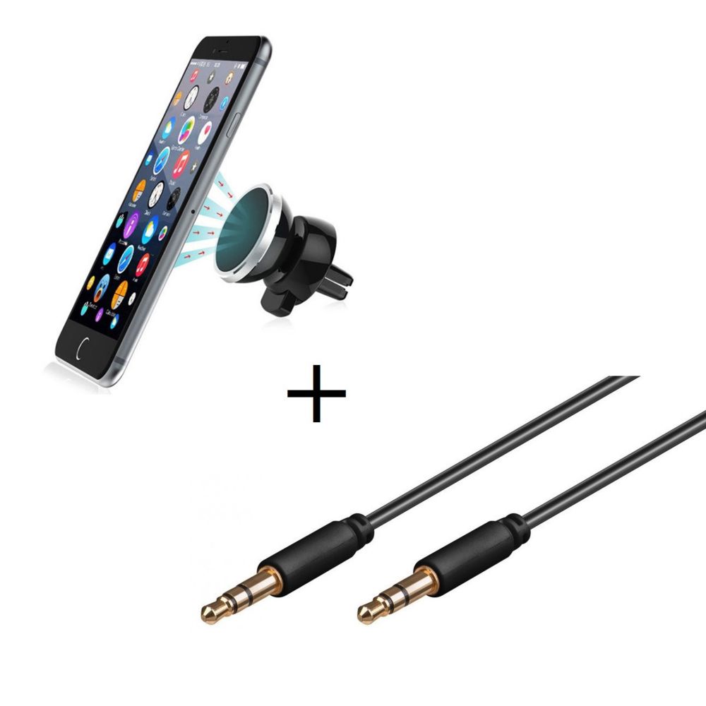 Shot - Pack Voiture pour ALCATEL 1 Smartphone (Support Voiture Magnetique + Cable Double Jack Musique) Universel - Batterie téléphone