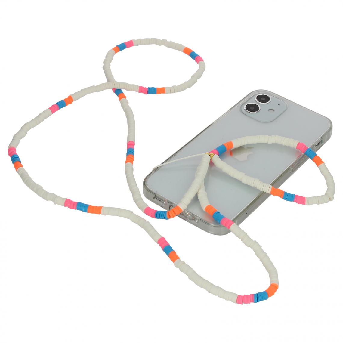 Avizar - Bijou de Téléphone à Perles Heishi 110cm Collection Heishi Blanc - Autres accessoires smartphone