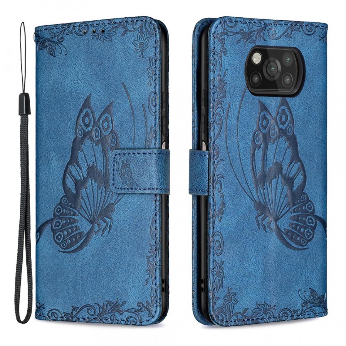 Other - Etui en PU Empreinte Papillon Fleur bleu pour votre Xiaomi Poco X3 - Coque, étui smartphone