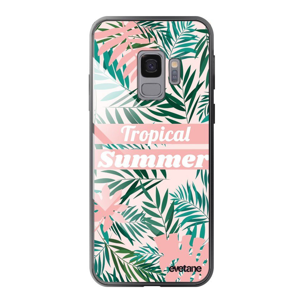 Evetane - Coque en verre trempé Samsung Galaxy S9 Tropical Summer Pastel Ecriture Tendance et Design Evetane. - Coque, étui smartphone