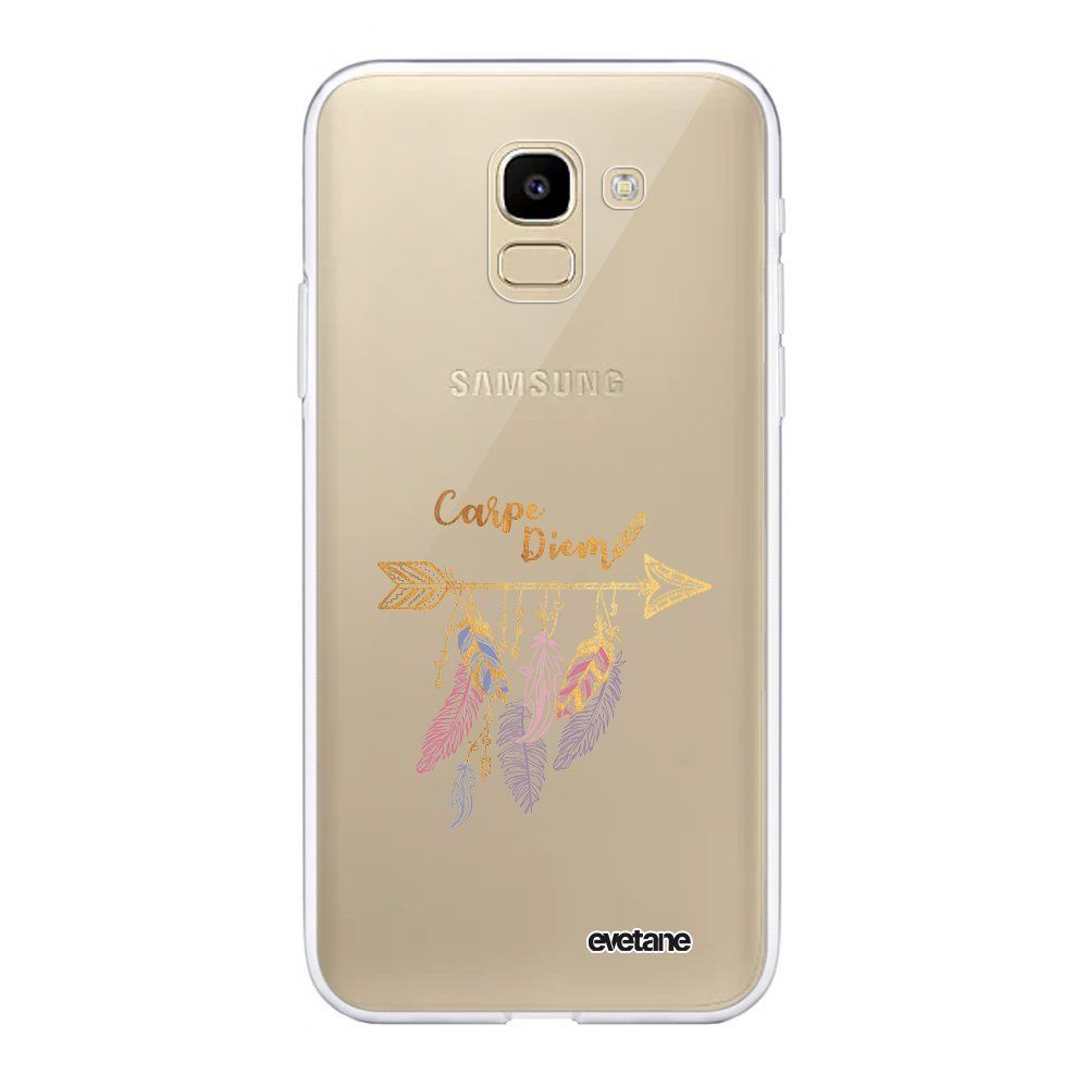 Evetane - Coque Samsung Galaxy J6 2018 souple transparente Carpe Diem Or Motif Ecriture Tendance Evetane. - Coque, étui smartphone