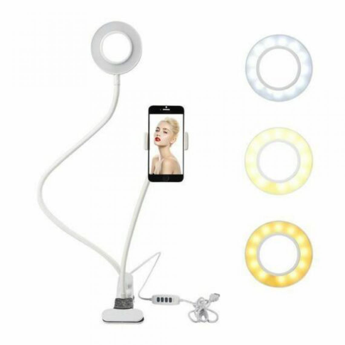 Ozzzo - Stand support bureau selfie led ozzzo blanc pour Oppo F17 - Station d'accueil smartphone